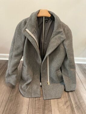 J. Crew Gray Wool Blend Asymmetrical Peacoat